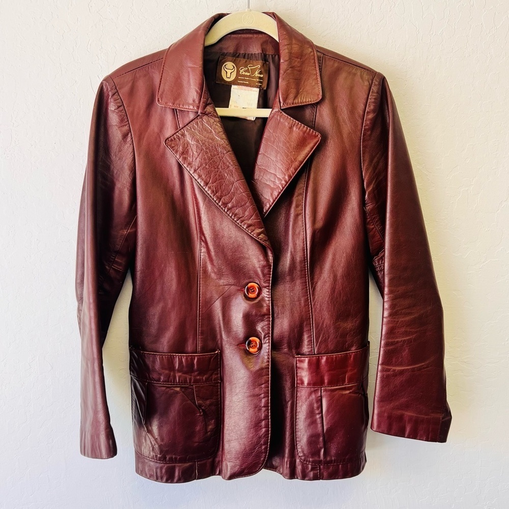 COSA NOVA Vintage Western Dark Red Leather Jacket 14